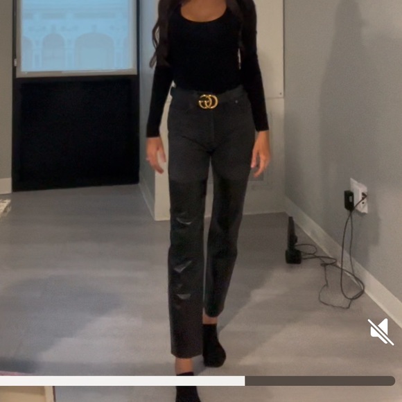 Agolde high waist jean with leather